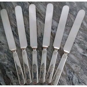 Lot of 6 Vintage Simeon‎ L & George H Rogers Company Daisy  Silverplate Knives